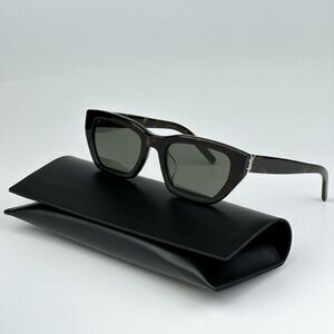 NEW Saint Laurent SLM127/F 002 Havana Green Cat Eye Women Sunglasses